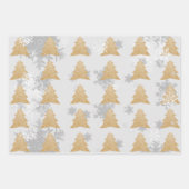 Gold Festive kerstboomwerkbladen Inpakpapier Vel (Voorkant)