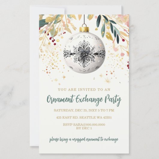 Gold Festive Ornament Exchange Christmas Party (Voorkant)