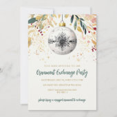 Gold Festive Ornament Exchange Christmas Party Kaart (Voorkant)