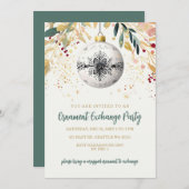 Gold Festive Ornament Exchange Christmas Party Kaart (Voorkant / Achterkant)