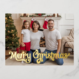 Gold Festive Photo Foil Holiday, Christmas Card Folie Feestdagen Briefkaart