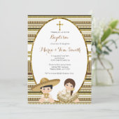 Gold Fiesta Boy & Girl Baptism Christening Kaart (Staand voorkant)