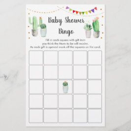 Gold Fiesta Cactus Baby shower Bingo Game