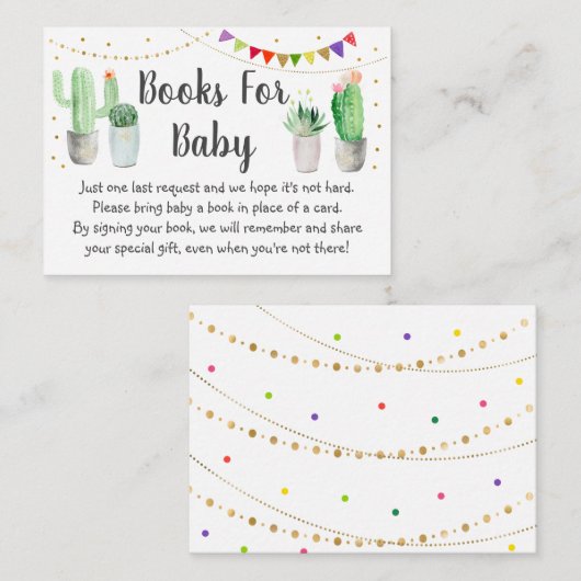 Gold Fiesta Cactus Baby shower Book Request Informatiekaartje (Voorkant / Achterkant)