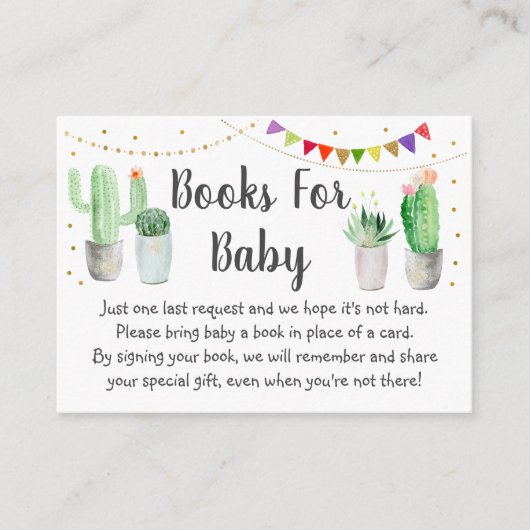 Gold Fiesta Cactus Baby shower Book Request Informatiekaartje (Voorkant)