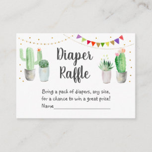 Gold Fiesta Cactus Baby shower Diaper Raffle Informatiekaartje