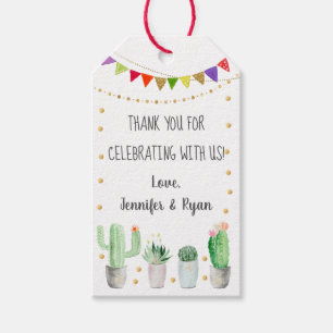 Gold Fiesta Cactus Baby shower Hartelijk dank Cadeaulabel