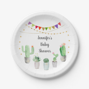 Gold Fiesta Cactus Baby shower Papieren Bordje