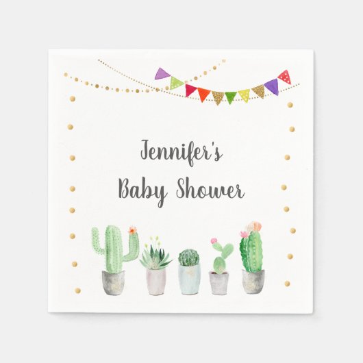 Gold Fiesta Cactus Baby shower Servet (Voorkant)