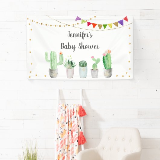 Gold Fiesta Cactus Baby shower Spandoek (Insitu)