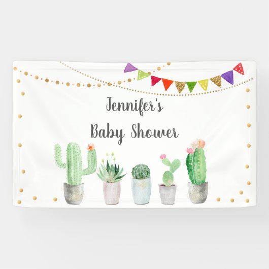 Gold Fiesta Cactus Baby shower Spandoek (Horizontaal)