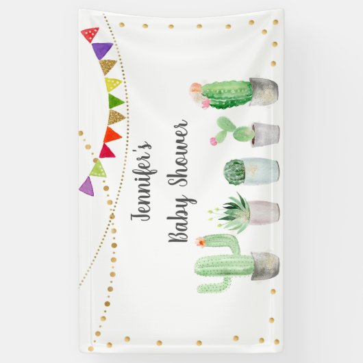 Gold Fiesta Cactus Baby shower Spandoek (Verticaal)