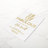 Gold Fifty and Fabulous Script 50th Birthday Party Folie Uitnodiging (Gedraaid)