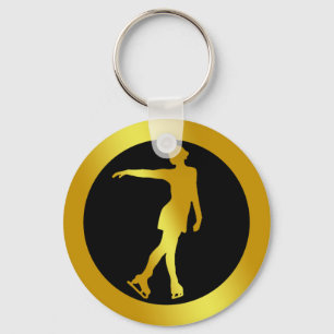 GOLD FIGURE SKATER SLEUTELHANGER