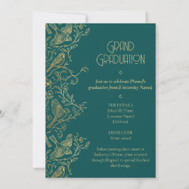 Gold Filigree Art Deco | Sparrow Graduation Kaart