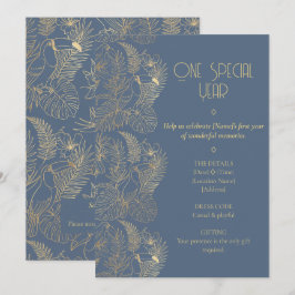 Gold Filigree Art Deco | Toucan 1st Birthday Kaart