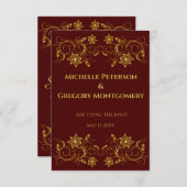 Gold Filigree en Script op de achtergrond van Bour Save The Date (Voorkant / Achterkant)