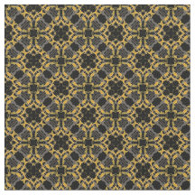 Gold Filigree Flowers & Black Grey Check Pattern
