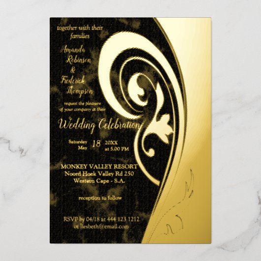 Gold Filigree Inspiration Folie Invitation Folie Uitnodiging (Voorkant)