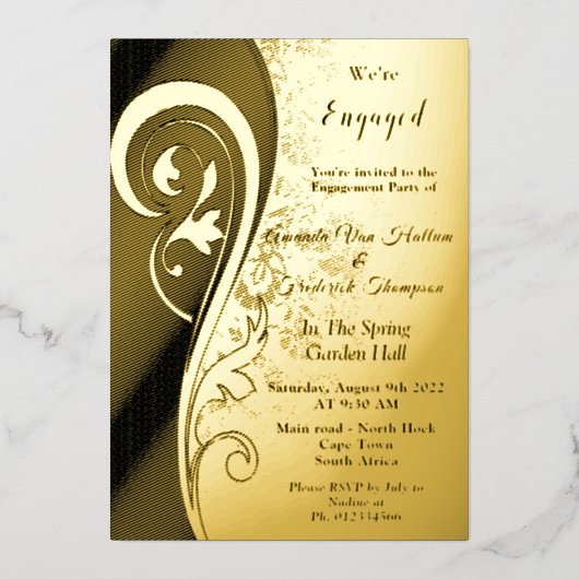 Gold Filigree Inspiration Folie Invitation Uitnodiging (Voorkant)