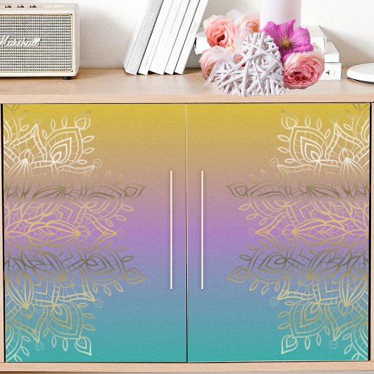 Gold Filigree Intricate Mandala op paasregenboog Tissuepapier