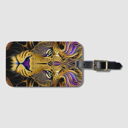 Gold Filigree Lion Bagagelabel (Voorkant (horizontaal))