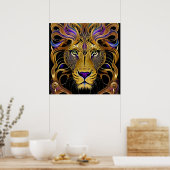 Gold Filigree Lion Poster (Keuken)