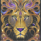 Gold Filigree Lion Sticker (Voorkant)