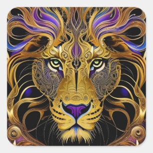 Gold Filigree Lion Vierkante Sticker