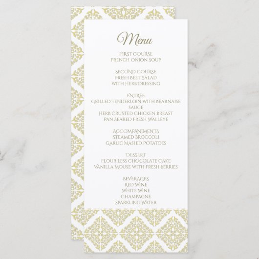 Gold Filigree-menukaart Menu (Voorkant / Achterkant)