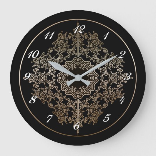 Gold Filigree Motif Wall Clock Grote Klok (Voorkant)