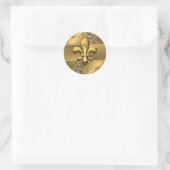 Gold Filigree Swirls Fleur de Lis Ronde Sticker (Tas)