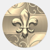 Gold Filigree Swirls Fleur de Lis Ronde Sticker (Voorkant)