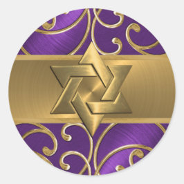 Gold Filigree Swirls Star van David Ronde Sticker