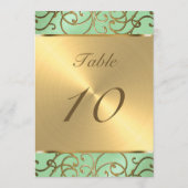 Gold Filigree Swirls Table Number Kaart (Achterkant)