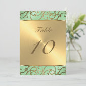 Gold Filigree Swirls Table Number Kaart (Staand voorkant)