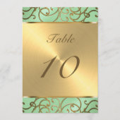 Gold Filigree Swirls Table Number Kaart (Voorkant)