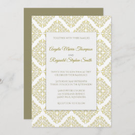 Gold Filigree Wedding Invitation Kaart
