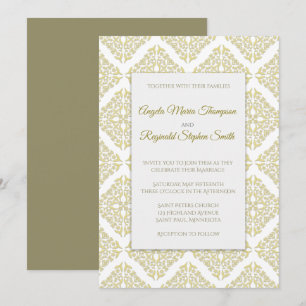 Gold Filigree Wedding Invitation Kaart