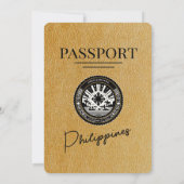 Gold Filippijnen Paspoort Huwelijksuitnodiging Kaart (Achterkant)