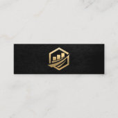 Gold Finance-pictogram | Black Leather Executive Mini Visitekaartje (Voorkant)
