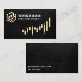 Gold Finance-pictogram | Golden Candlestick Graph Visitekaartje (Voorkant / Achterkant)