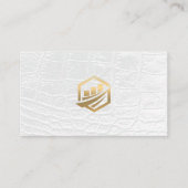 Gold Finance-pictogram | Zwart Wit Lederen Executi Visitekaartje (Voorkant)