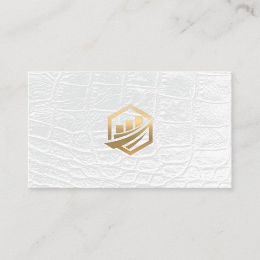 Gold Finance-pictogram | Zwart Wit Lederen Executi Visitekaartje (Voorkant)