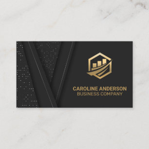Gold Finance-pictogram   Zwarte Luxe-achtergrondbu Visitekaartje