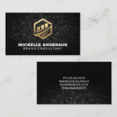 Gold Financial Icon | Geometrische achtergrond Visitekaartje (Voorkant / Achterkant)