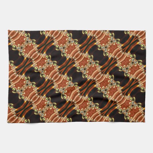 Gold Fire Frills Batik Kitchen Tea Cloth Theedoek (Horizontaal)