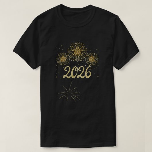 Gold Fireworks 2026 New Year Design T-shirt (Design voorkant)