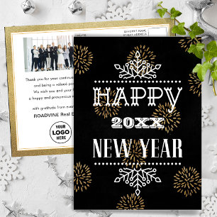 Gold Fireworks Corporate Photo Fun, nieuw jaar Briefkaart