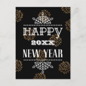 Gold Fireworks Corporate Photo Fun, nieuw jaar Briefkaart (Voorkant)